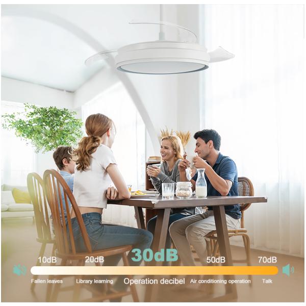 Design Contemporâneo Ventilador de Tecto LED de 5 Velocidades com Láminas Escondidas