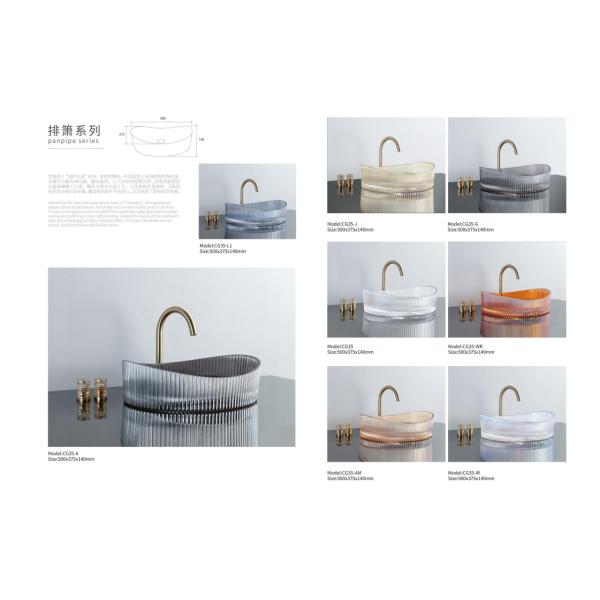 Modern Design Style Factory Price Coloured Bathroom Sinks Art Tempered Glass Hand Wash Oval Vessel Glass Sink Basin