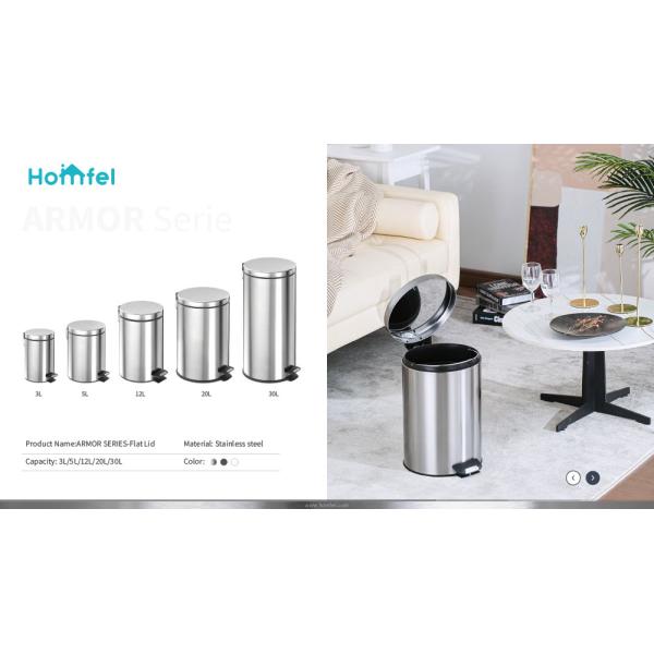 Round Stainless Steel Foot Pedal Trash Can With Quiet Close Lid