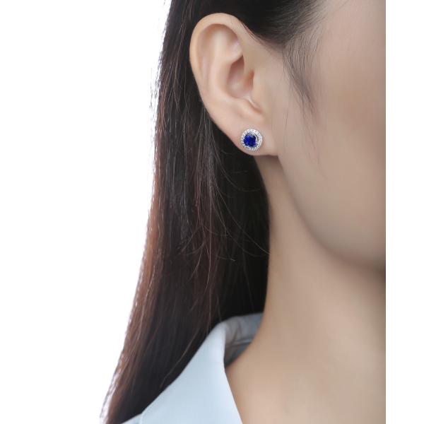 Голубые 925 Стерлинговое Серебро Циркон Круглый Драгоценный Камень Кольцо Для Подарков