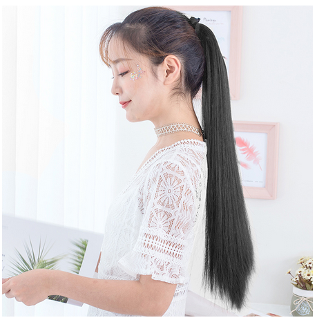 Long Straight Ponytails Hair Extensions / 100 Human Peruvian Hair No Tangle