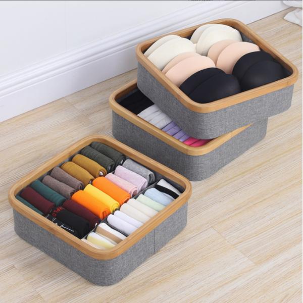 Bamboo Frame Collapsible Home Clothing Organizer Gray Color