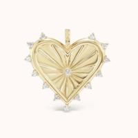 18K Or Blanc CZ Spiked Amour Coeur Charme Collier 925 Argent Pendeurs