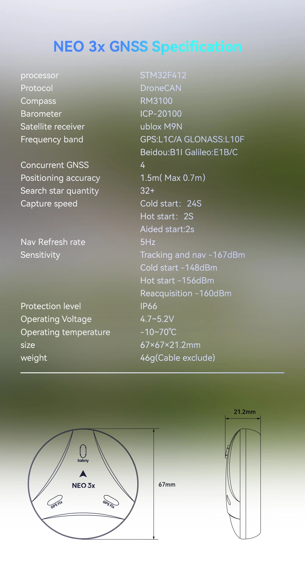 Cuav New Neo 3x M9n Gps Airplane with Can Protocol Gnss Composite Material Transmitter Receiver Pair