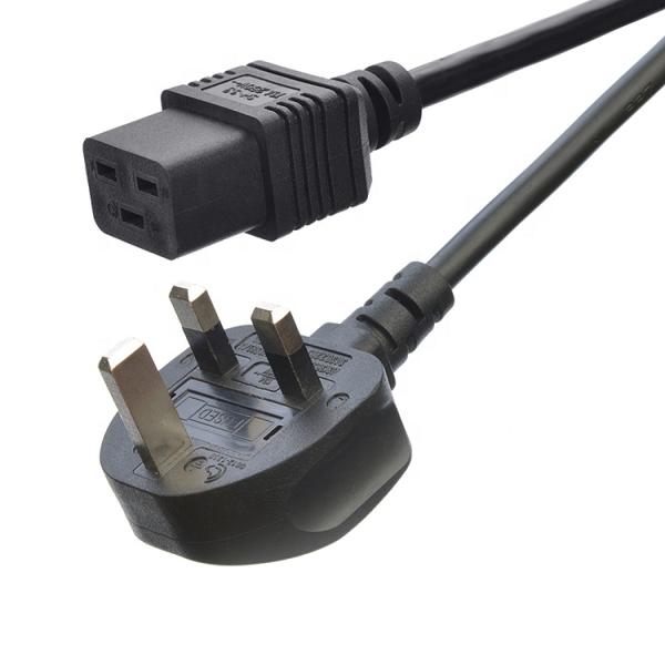 Network SDK UK BS Standard C5 C19 Connector 3 Pin Line Lead Strip Wire Power Cord 3 Prong Ac Cord Supply IEC Cable Black