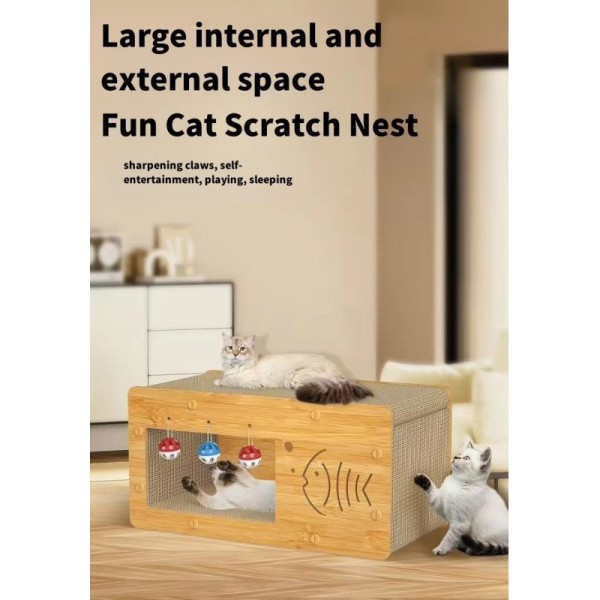 Wholesale Classic Modern Cat Interactive Scratcher Nest Playful Corrugated Paper Carton Packaged Cat Scratch Board Cat Toy