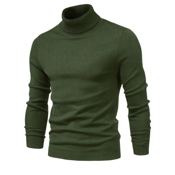 Solid Color Viscose/Cotton Pullover Sweater Slim Fit Turtleneck for Men's Casual Wear
