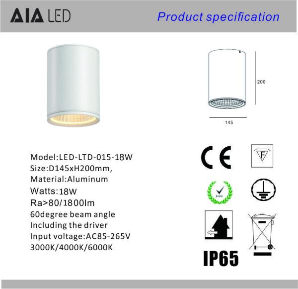 20W DALI dimmable surface mounted downlight&outdoor downlight&led IP65 outdoor downlight for outside used