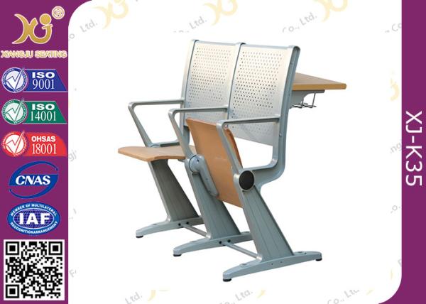 Student Intelligent Desk And Chairs Plywood / Steel Back For College Furniture