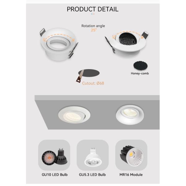 Recycling Ocean Downlight Frames Plastic Tilted Angle Downlight Enclosure Hole 68mm