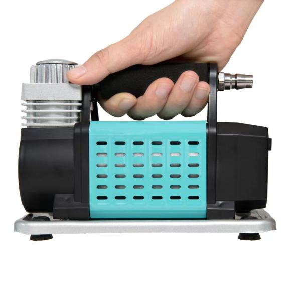 Металлический одноцилиндровый портативный автомобильный воздушный компрессор DC12V с металлическим давлителем