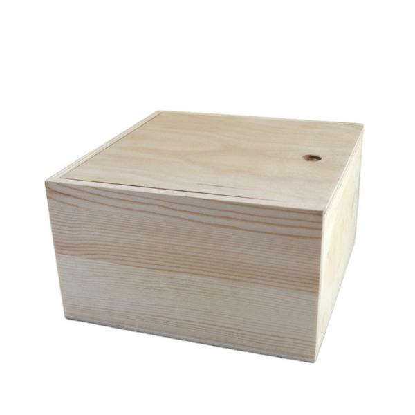 Large Light Weight Unfinished Wood Box with Slide Lid Natural Color Wood Type Plywood