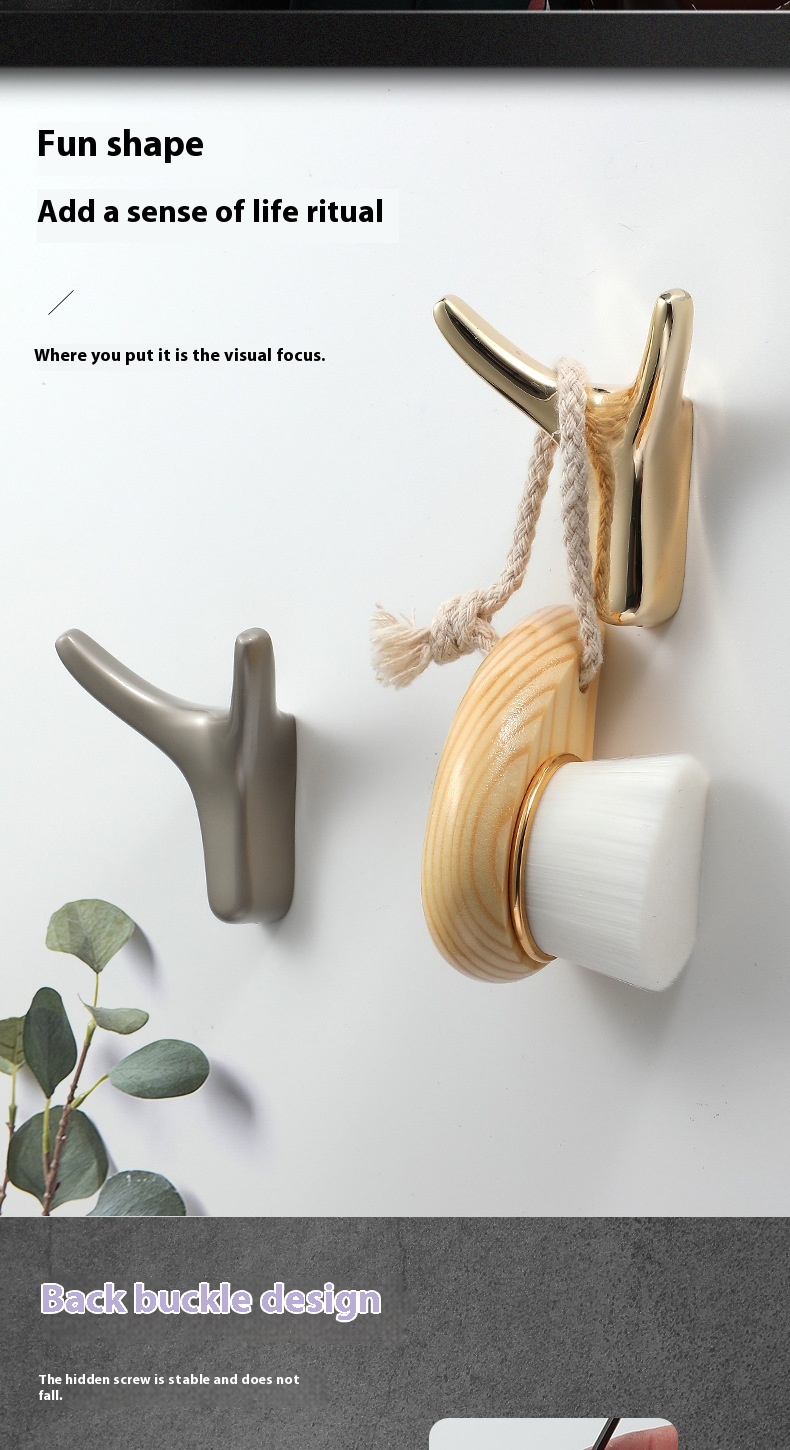 Nordic Modern Simple Cute Brass Robe Hook Multifunctional Metal Wall Hanging for Bedroom Bathroom & Kitchen