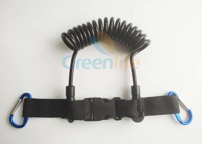 Black PU TPU Quick Release Coil Lanyard Steel Cable Strong Pulling