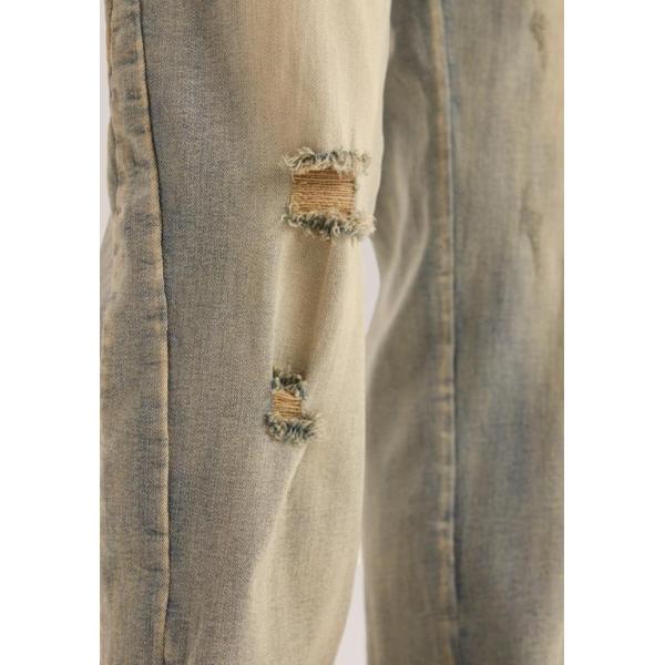 Дно кромки Unisex джинсов улицы производителя одежды небольшого количества винтажное помытое сырцовое с молнией