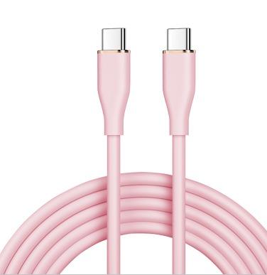 Diseño elegante y estilizado en rosa, cable USB-C a USB-C de silicona, 1.2M, OD4.2