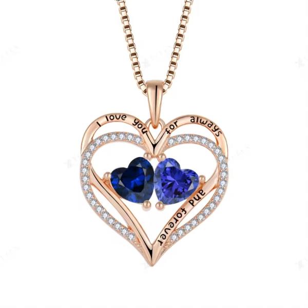 YASVITTI 925 Sterling Silver Eternal Love Heart Pendant Necklace Personalized Rose Gold Plated Crystals CZ Necklace