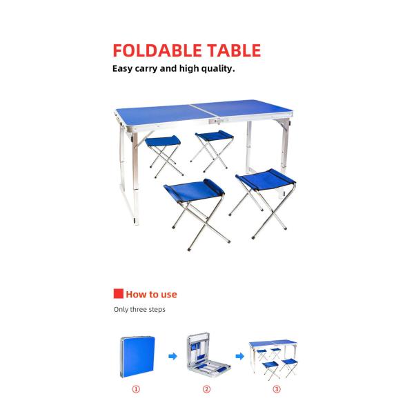 Metal 120cm Length Foldable Outdoor Table , Foldable Bistro Set SGS Approval