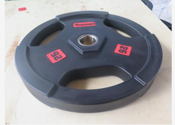 As placas de borracha pretas do peso do Barbell do plutônio/levantamento de peso chapeiam 2,5 - 25kgs