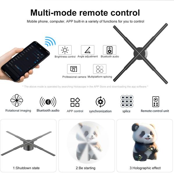 3D Hologram Fan Display with 1800 Brightness and MP4/AVI/RMVB/GIF/JEPG/PNG/MKV Format