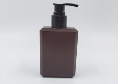 Brown Frosted Square Hand Wash PETG Plastic Bottle With Black Lotion Pump