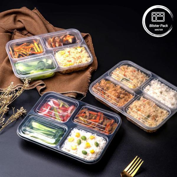 4 Compartment Disposable Plastic Bento Box Hotel & Restaurant Meal Prep and Takeout Containers