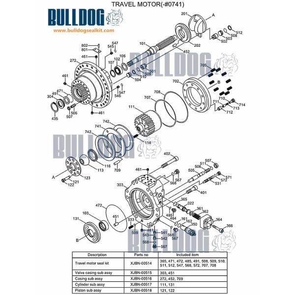 XJBN-00514 Travel Motor Seal Kit Walking Motor R360LC-7 R370LC-7 Hyundai Spare Parts