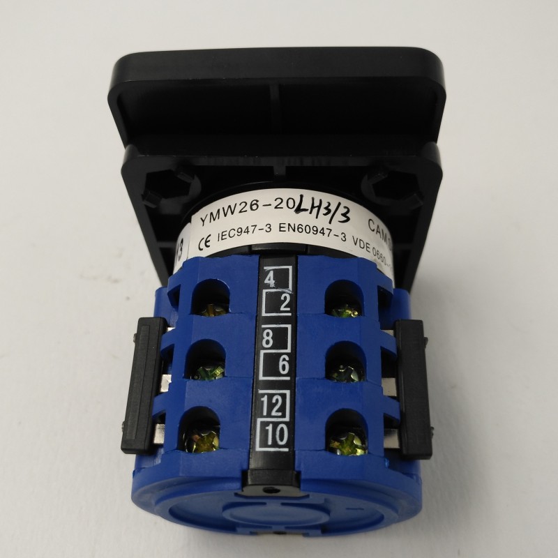 4 Position 20A Cam Switch LW26-20 Series with Composite Silver Contacts Metal Plastic IP53 Rated for Industrial Ammeter Control
