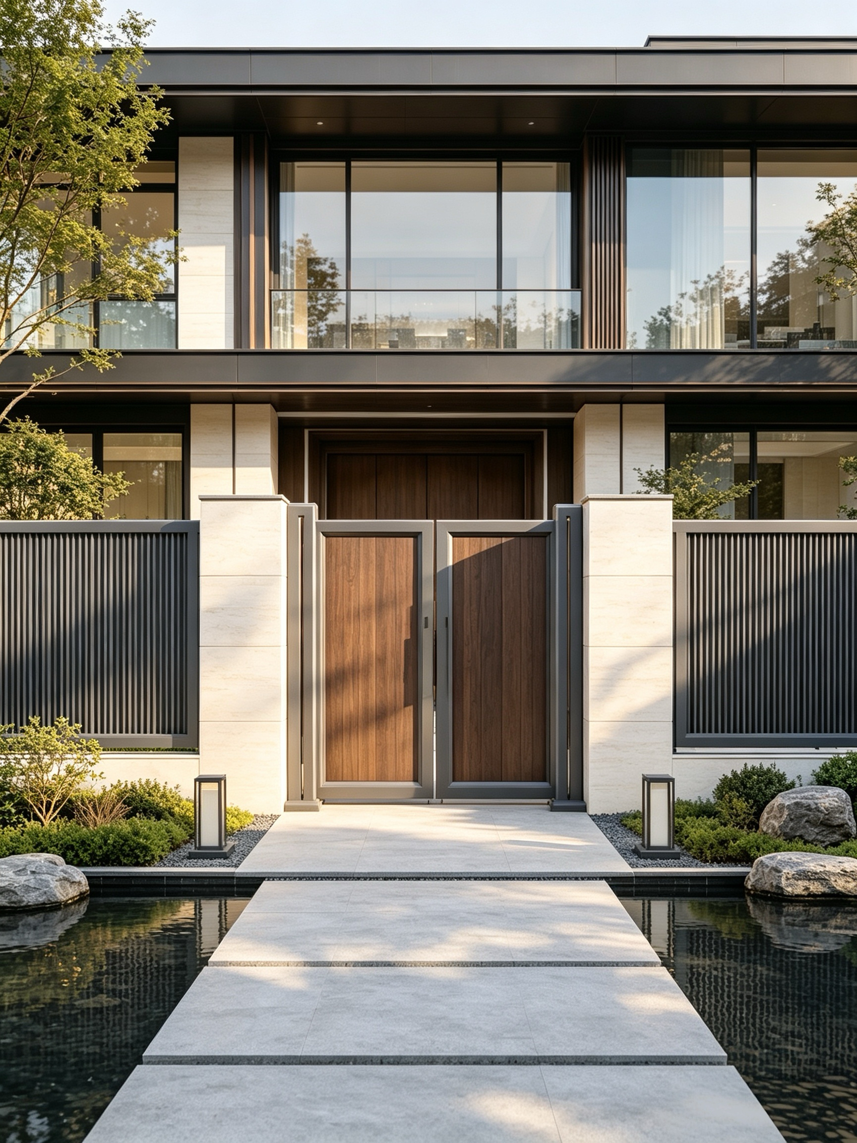 Aluminum Vertical Slat Privacy Fence with Matte Finish for Villa Courtyard