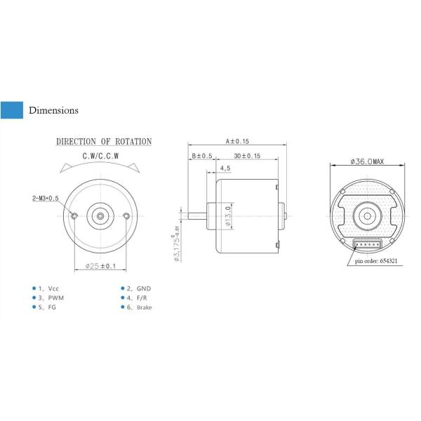 Air Dryer 36*30mm 24V Brushless DC Electric Motor With PWM Speed Adjustment