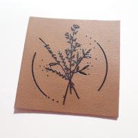 Etiqueta gravada de Brown Jean Leather Patch Black Logo para a roupa