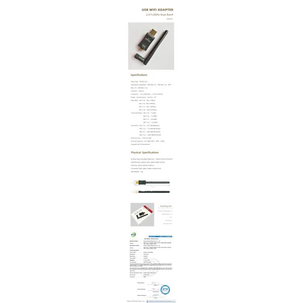 2.4GHz/5.8GHz Dual Band Wireless Wifi Adapter Usb Wireless Network Adapter
