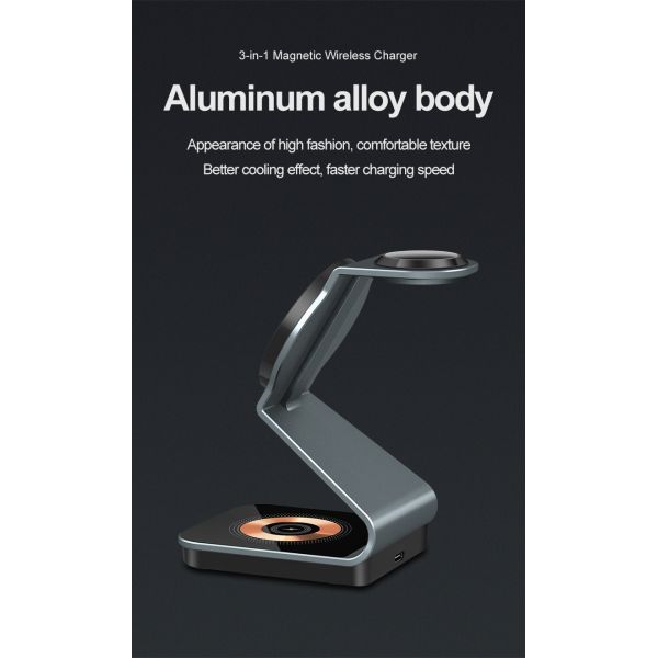 3 In 1 Fast Charging Wireless Charger Dock Station 15W 10W For Mobile Devices