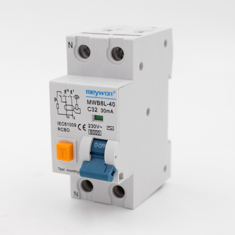 6A 10A 16A 20A 25A 32A 40A Electro Magnetic Type RCBO Residual Current Circuit