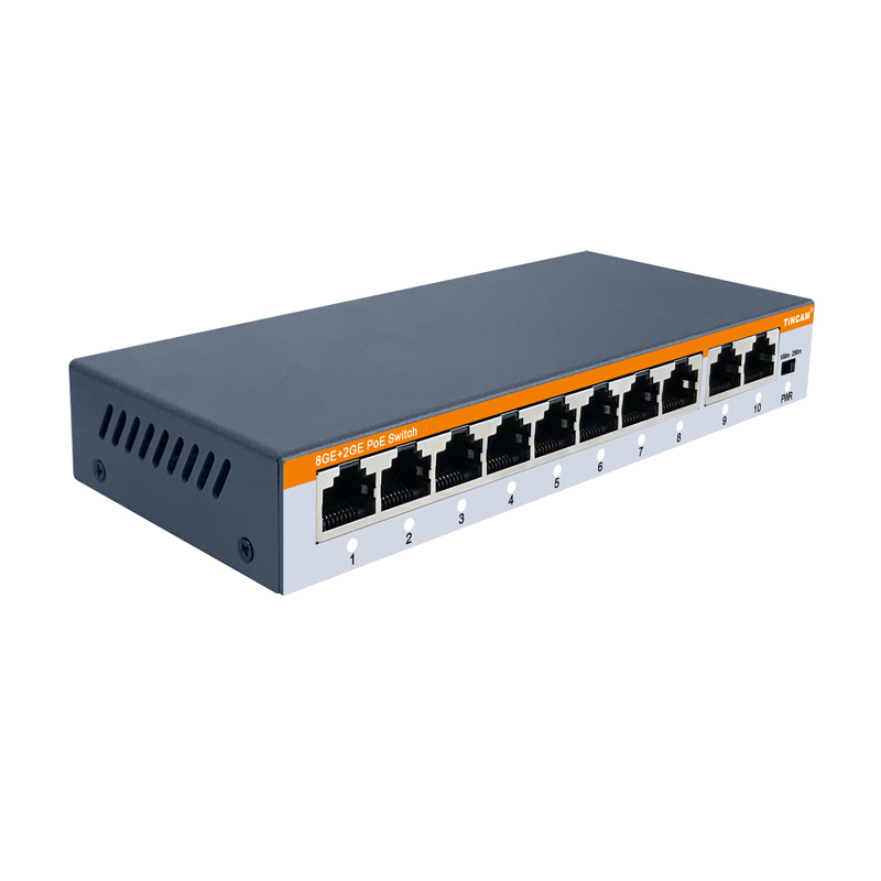 TiNCAM 8-Port Gigabit PoE Switch with 2 Gigabit Uplink Ports IEEE 802.3af/at 30W per Port VLAN 120W External Power Adapter TBC-PS5110E