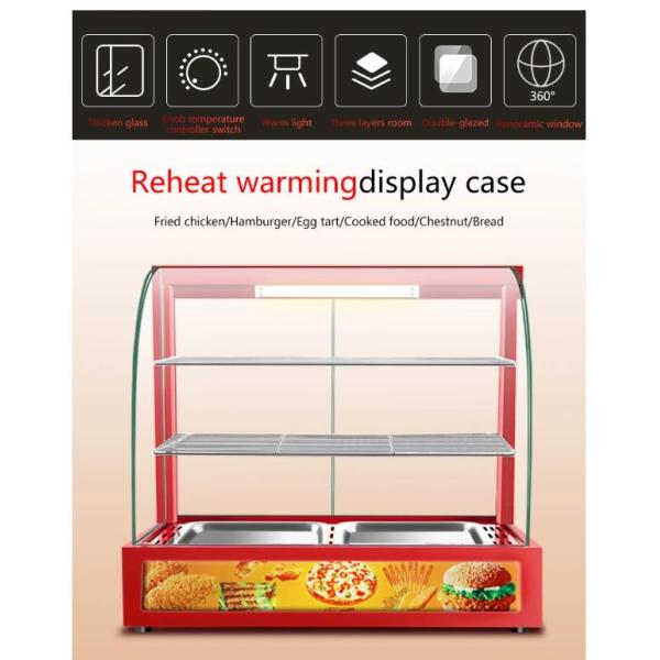 3 слоя Красная закуска для продовольствия Теплый витрина для коммерческого решения консервирования продуктов питания
