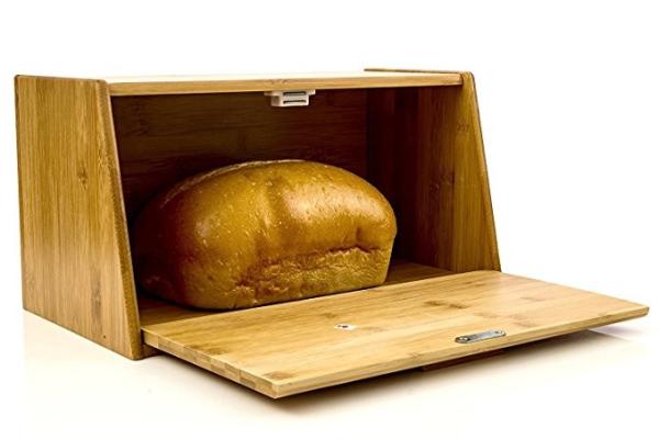 Beautiful Bamboo Bread Box Wooden Pastry Storage With Lid Shrink Wrap Packing