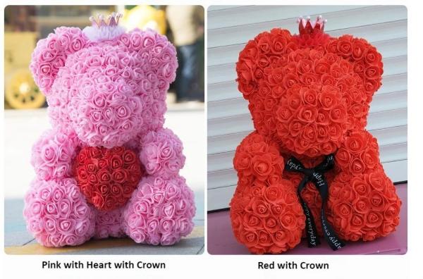 Preserved Flower Rose Teddy Bear PE for Valentines Day Gifts  Factory Price Artificial Flower Gaint Teddy Bear