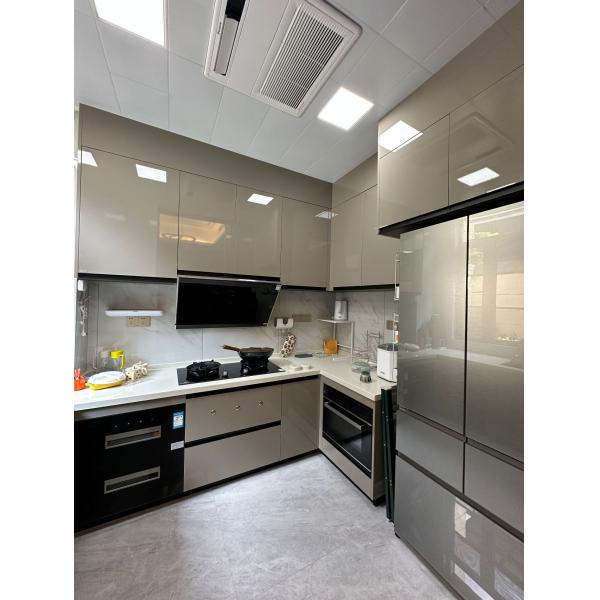 Kitchen Cabinet With 304 Ss Metal Countertops And Double Sinks For Hotel
