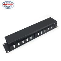 Soporte de estante horizontal negro de la gestión de cable 2u 19 pulgadas con 12 puertos