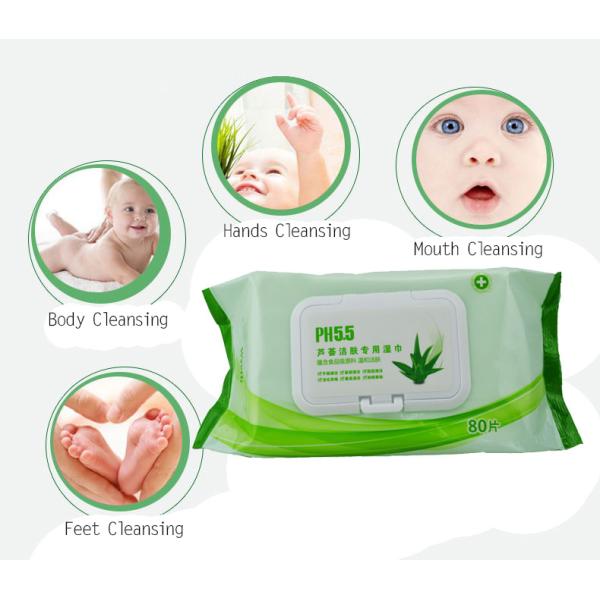 Aloe Vera Baby Wet Wipes For Newborns , Unscented 80 Sheets Flip Top Wet Baby Wipes