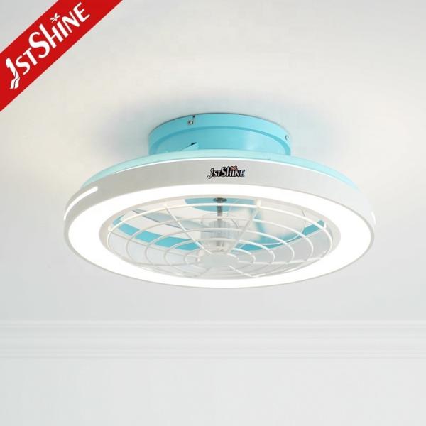 Grande fluxo de ar 20 polegadas de acabamento azul LED ventilador de teto para quarto design moderno