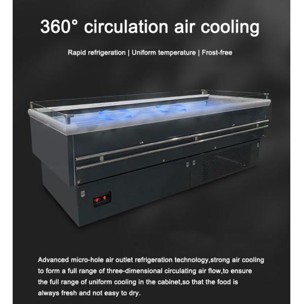 Fruta el congelador de acero inoxidable de la isla del supermercado del refrigerador abierto de la exhibición de la legumbre