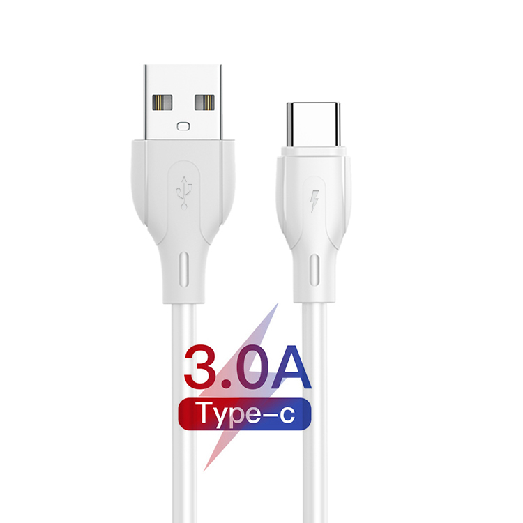 3A QC3.0 Fast Charging USB Type‑C Cable, Liquid Soft Rubber High Durability USB‑C Data Sync Charger Cord