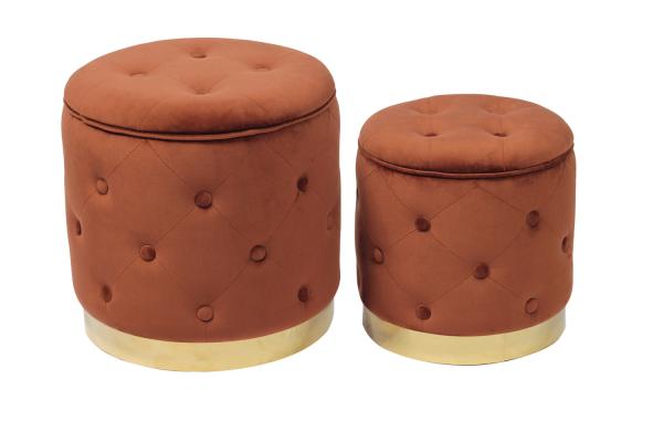 Fabric Foam Ottoman Stool Brown Color 37cm Height