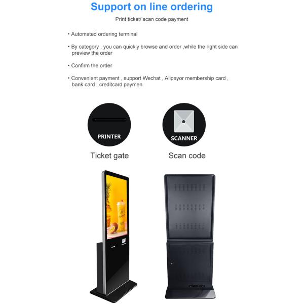 Дисплей Signage 43 цифров киоска экрана касания дюйма вертикальный с принтером билета