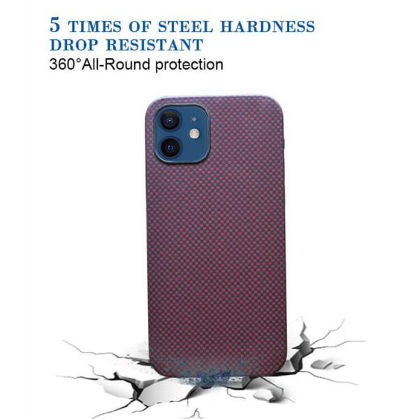 Равнина падения устойчивая сплести красный случай волокна Aramid iPhone 12