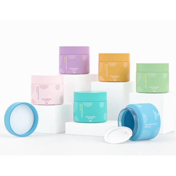 Customizable Pink Luxury Glass Cosmetic Jar 2oz With Silver Metal Cap