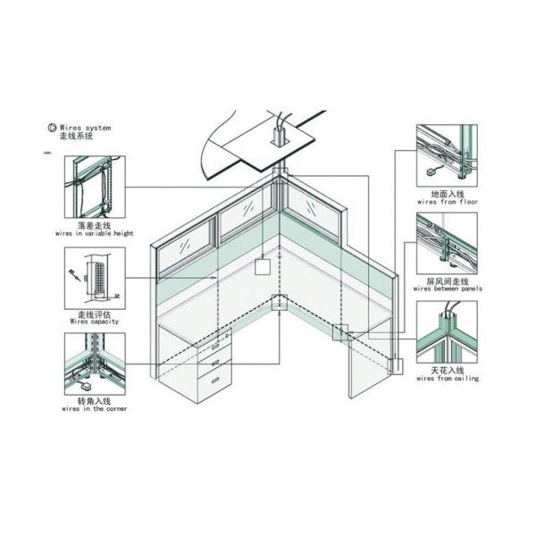 For 6 Person Aluminum frame with Farbic Office Furniture Workstations CD-T10-8859