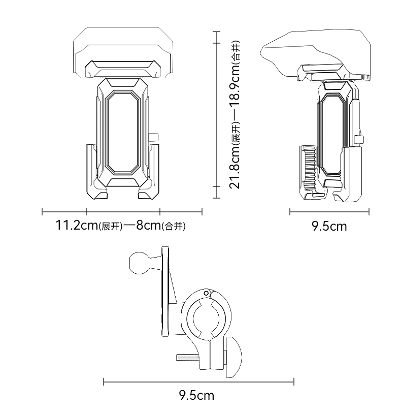 360 Degree Adjustable Bicycle Phone Holder with Mechanical Locking for Stable Non-Shaking Ride